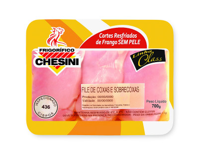 Carne resfriada de frango sem osso e sem pele - coxa e sobrecoxa